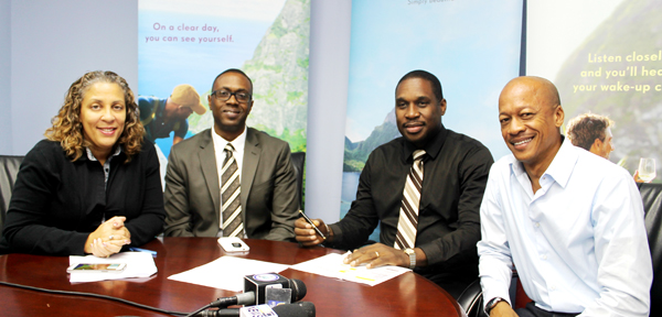 Tracey Warner-Arnold, Theophilus, Lewis and Cuthbert Didier at last Tuesday's press conference.