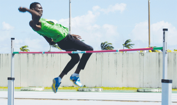 High jumper Mickey Ferdinard cleared 1.65 metres. [Photo: Anthony De Beauville]