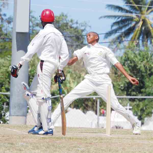 Dominica opening bowler Ethan Doctrove [Photo: Anthony De Beauville]