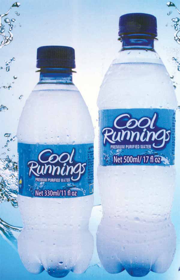 Two sizes of Cool Runnings pumped water.