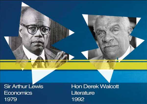 The pride of St. Mary's: Nobel Laureates Sir Arthur Lewis and Derek Walcott.