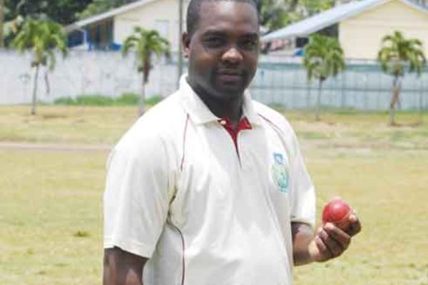 Image: v\Central Castries Alleyn Prospere scored 60 and picked up 2 wickets for 8 runs. [Photo: Anthony De Beauville]