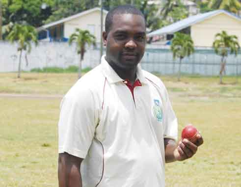 Image: v\Central Castries Alleyn Prospere scored 60 and picked up 2 wickets for 8 runs. [Photo: Anthony De Beauville]