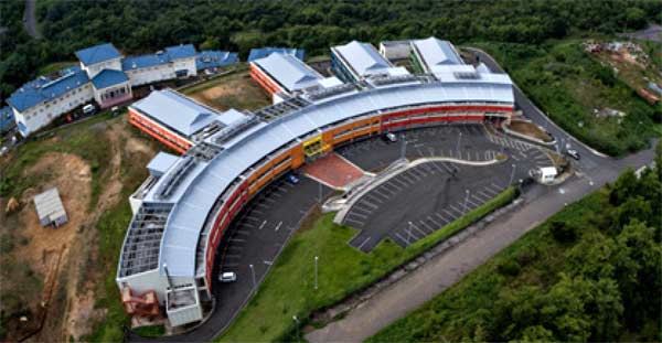 Image: Aerial view of the Dr. Owen King-EU Hospital. [PHOTO: Bill Mortley]