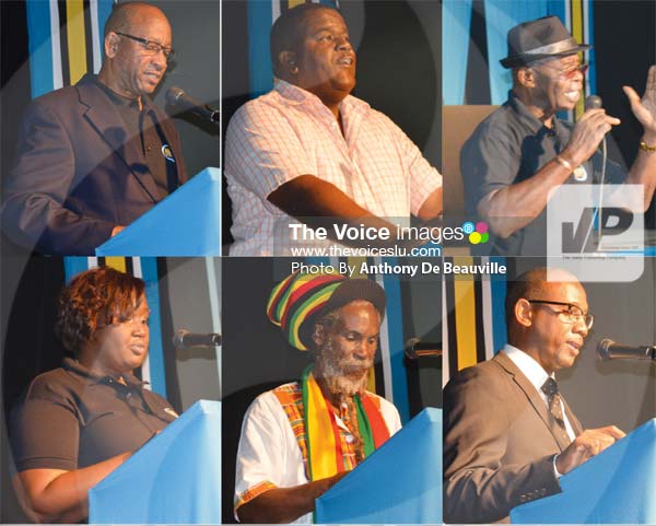 Image: (L-R) Government officials, media colleagues, national sports federations and family making their presentations on Monday evening. (Photo Anthony De Beauville)