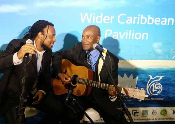Image: Caribbean artistes perform at UN Climate talks in Paris.