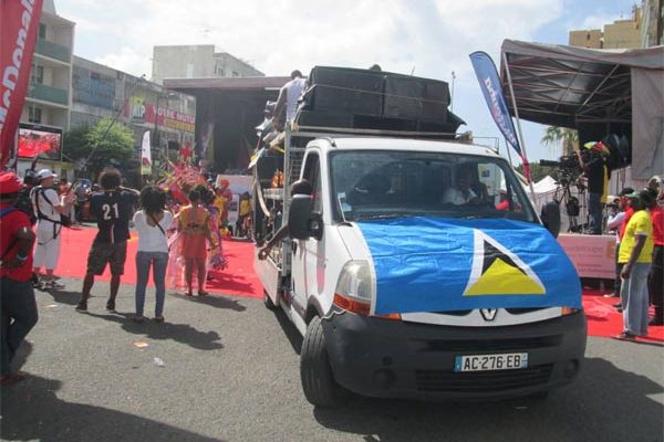 Part of the St. Lucia presence in Guadeloupe’s Parade of the Bands.