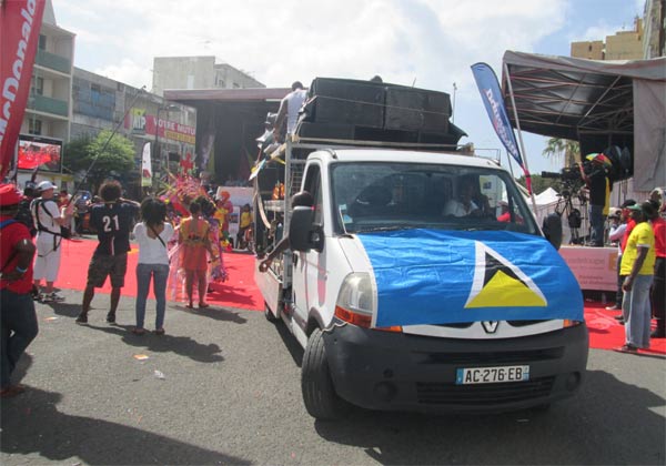 Part of the St. Lucia presence in Guadeloupe’s Parade of the Bands.