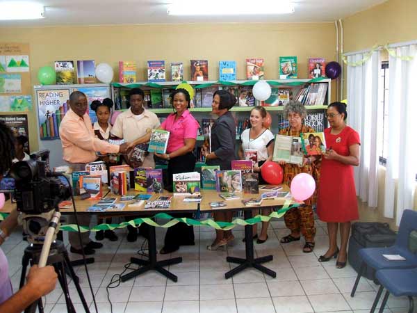 Image: The official handover of books to the Choiseul Secondary School
