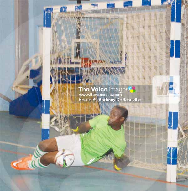 Image: Caribbean Metals Custodian Iran Cassius saves a penalty. (PHOTO: Anthony De Beauville)