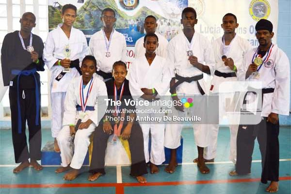 Image: Some members of team St. Lucia showing off their silver ware at the championship [PHOTO Anthony De Beauville]