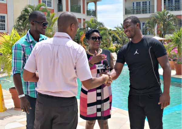 Image: Bay Gardens officials greet Sammy and Charles