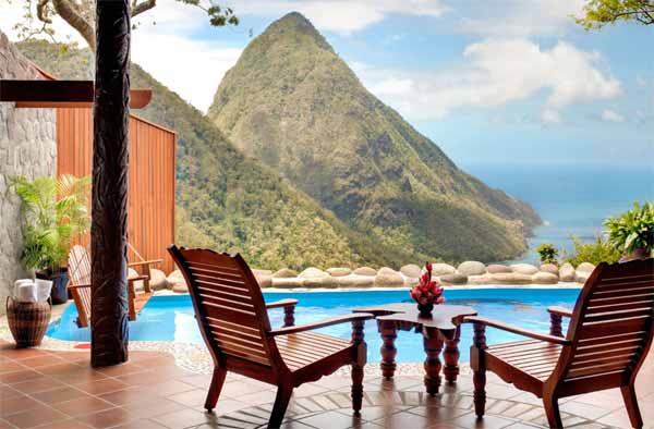 Image: Ladera offers a breath-taking view of The Pitons.