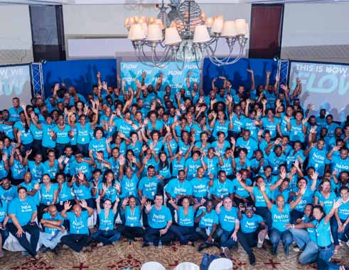 The FLOW team in St. Lucia comes together for a massive celebration of the launch.