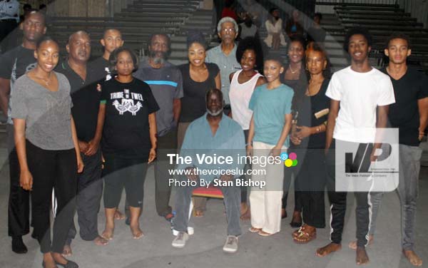 Image: World-acclaimed actor, Joseph Marcell, and participants at Monday’s workshop at the National Cultural Centre. [PHOTO: Stan Bishop]