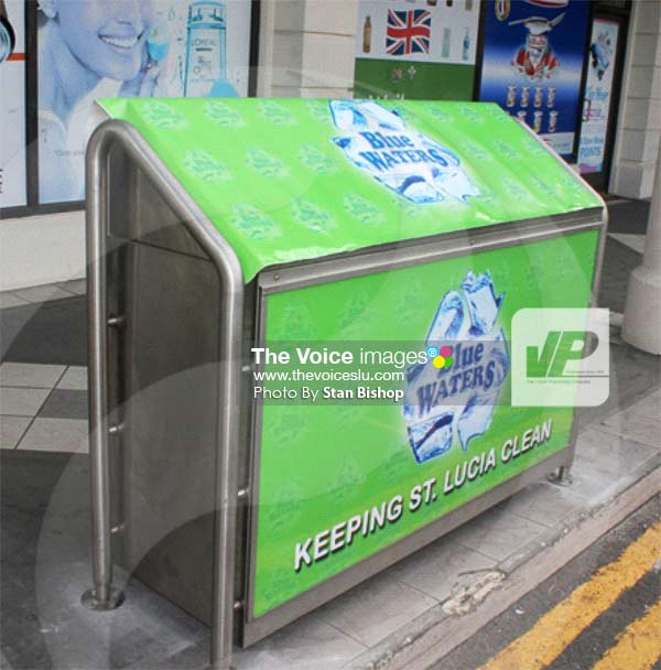 Image: One of the three new bins at J.Q. Rodney Bay Shopping Mall. [PHOTO: Stan Bishop]