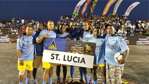 img: The St. Lucia team, champions of the Guinnes Street Football series last year.