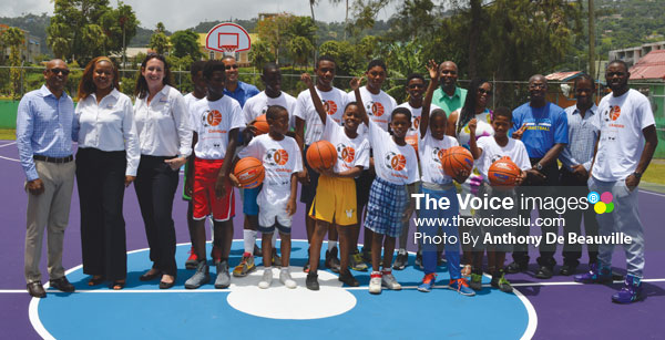 Image: A photo moment for Sandals Doundation, Dwayne Wade Foundation, Kenneth “Wriggler” King committee, BFTF young and aspiring players Photo Anthony De Beauville)