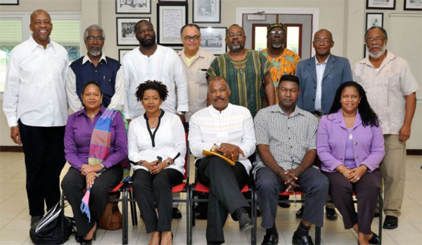 Image: Members of the CARICOM Reparations Commission (CRC) during a regional meeting in Barbados. Commission Chairman Sir Hilary Beckles (sitting at centre) is also Vice Chancellor of the University of the West Indies (UWI). Ambassador June Soomer (sitting 1st from left) and NRC Chairman Earl Bousquet (2nd from left standing) represented Saint Lucia at that meeting.