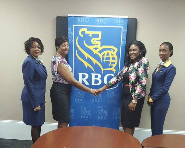 img: Left to right: Ms. Farrah Biscette, Assistant Manager Client Care; Mrs. Angella Boulogne, Principal Odsan Combined; Thalia Charles, CSR; and Myreen Cenac, Community Outreach Champion.