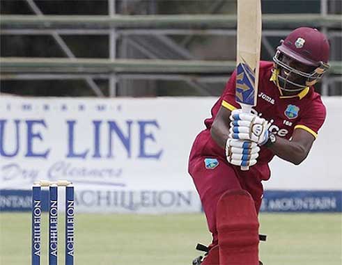 Image: Left-hander Jonathan Carter plays through the on-side during his 54 against Sri Lanka in the Tri-Nations Series on Wednesday. (Photo courtesy WICB Media)
