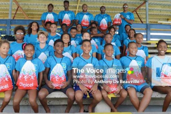 Image: Saint Lucia OECS Swim Team before departure haul a combined 71 medals at the 26th edition of the championship. (Photo: Anthony De Beauville)