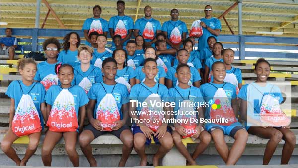 Image: Saint Lucia OECS Swim Team before departure haul a combined 71 medals at the 26th edition of the championship. (Photo: Anthony De Beauville)