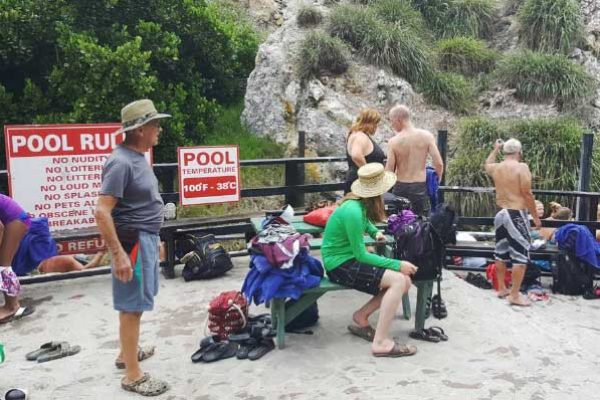 Image: Tourists cooling out at the Sulplur Springs.