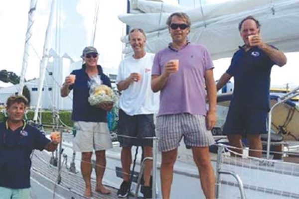 Image: ARC+ Laumare crew taking in a local beverage on arrival (Photo: WCC)