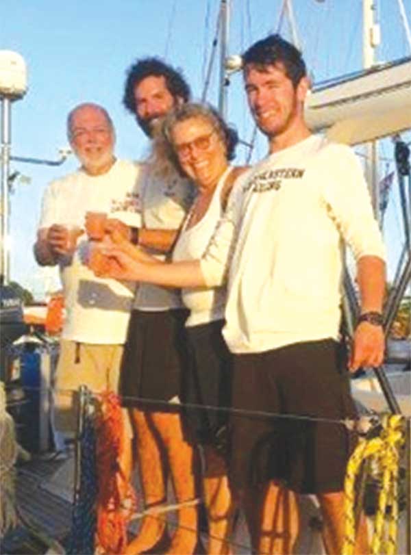 Image: Crew members of ARC+ Mariela  says Yes!!!! Time out for a good Saint Lucian beverage (Photo: WCC)   