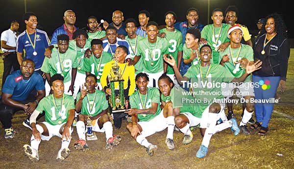 Image: SLFA/Vizions Men’s Under–21 Champions, Vieux Fort South. (Photo: Anthony De Beauville)