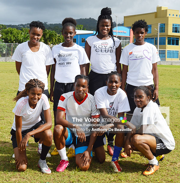 Image: National female footballers at Saturday’s trials. (Photo: Anthony De Beauville)
