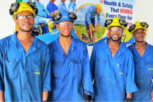 Image: Four members of the 6-person LUCELEC Generation Department who were awarded the 2016 Safety Award during the launch of the company’s 21st Annual Health, Safety, Environment and Fire Awareness Month