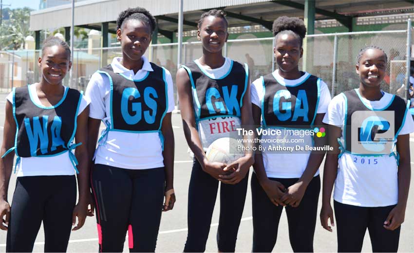 Image: (l-r) Returning players from last year’s championship in Barbados -- Darcell Francis, Aryel Leonard, Meggan Nestor, Daisha Eugene and Vionce Weekes. (Photo: Anthony De Beauville)  