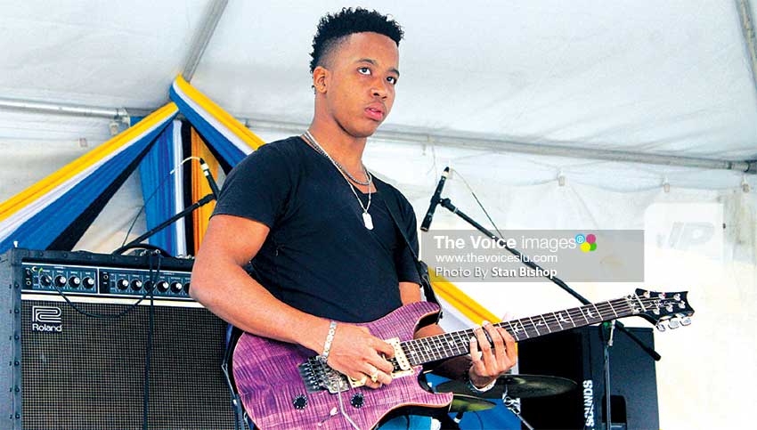 Image: Dynamix band leader Dwight Florent riffing away at a recent gig in Constitution Park. [PHOTO: Stan Bishop]