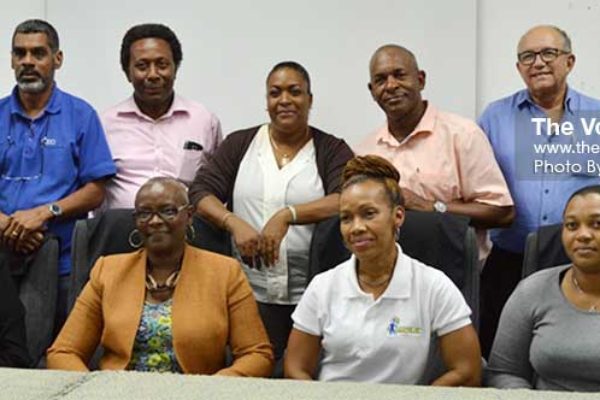 Image: Front row: SLOC President Fortuna Belrose (second from left) with members of her new executive following Friday’s elections. (PHOTO: Anthony De Beauville)