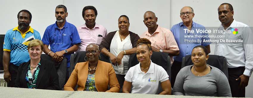 Image: Front row: SLOC President Fortuna Belrose (second from left) with members of her new executive following Friday’s elections.   (PHOTO: Anthony De Beauville)   