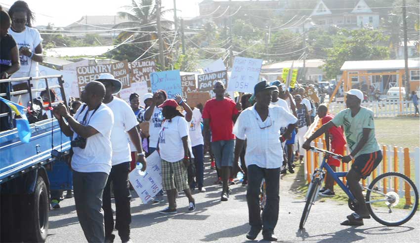 Image: Protesters at Sunday’s march in Vieux Fort.