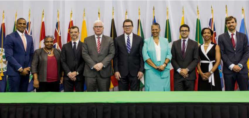 Image: Representatives from CDB and EIB during the signing ceremony for the Climate Action Framework Loan II.