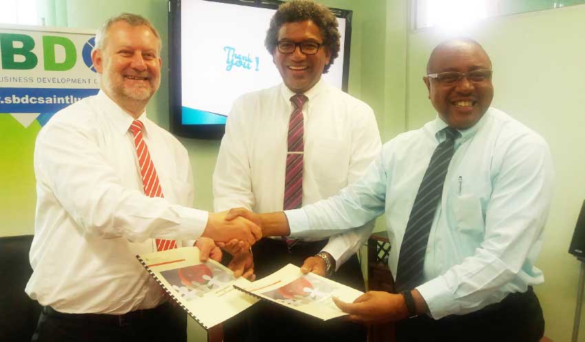 Image: (Left to right) Engel, Minister Felix and Titus Preville.