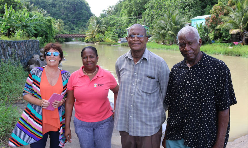 IMG; (L-R) New Zealand High Commissioner, Jan Henderson; representative from the OECS Social & Sustainable Development Division, Josette Edward-Charlemagne; Anse la Raye community member, Lawrence Reeves; and Chairman of the Anse la Raye Council, Stephen Griffith. 