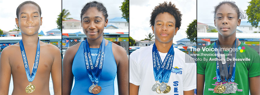Image: (L-R) Some of the performers at the weekend OECS Trials: Antoine Destang, Sunshine Mauricette, Nicholas Mc Lennon and Nakeisha Louis. (PHOTO: Anthony De Beauville)