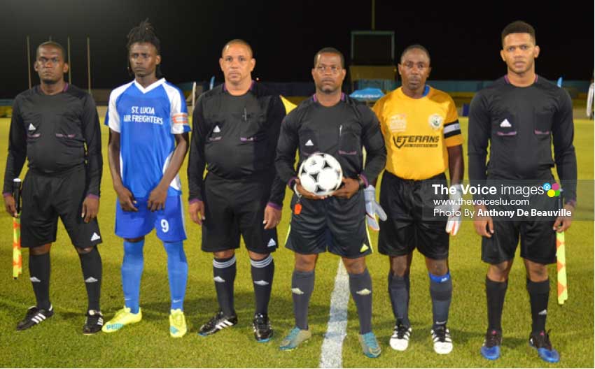 Image: Officials set for the showdown between Gros Islet and Marchand. (PHOTO: Anthony De Beauville)
