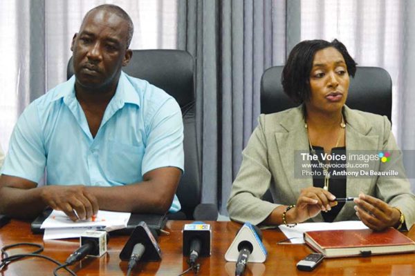 Image: (L-R) Chairman Saint Lucia Sports Inc, Steven Regis and Vice Chair/Director, National Lotteries Authority, Nancy Charles. (PHOTO: Anthony De Beauville)