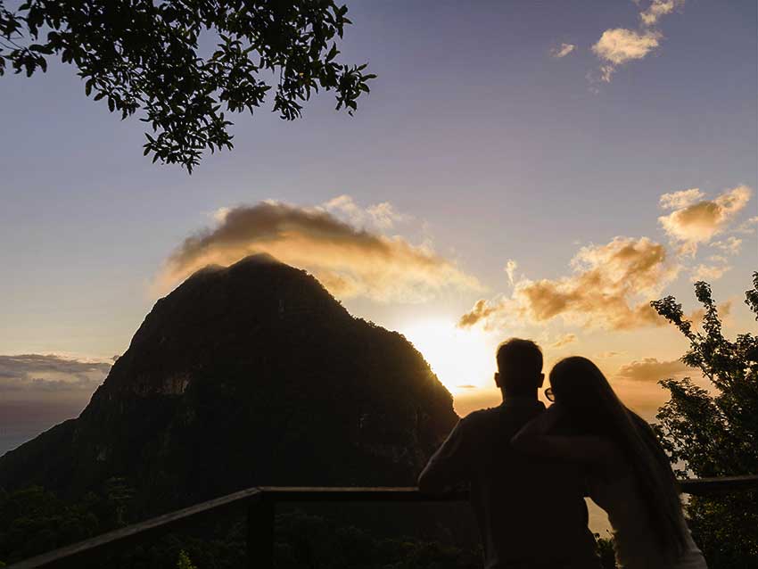 Image of Sunset at Tet Paul looking out at Piton.