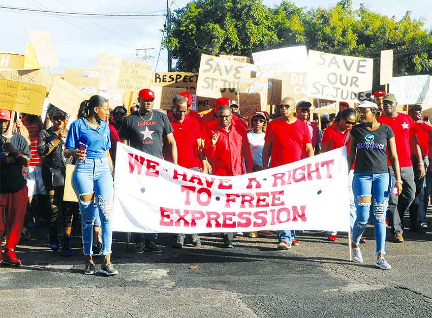 Image: Protest march in Vieux Fort last Sunday. (PHOTO: Kingsley Emmanuel)
