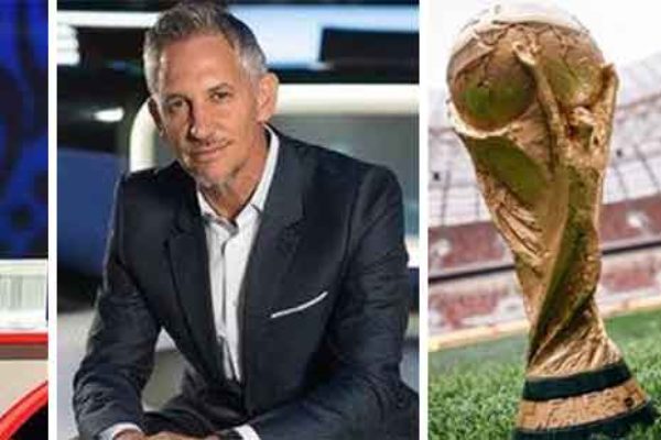 Image: (L-R) Vladimir Putin is expected to attend Friday’s draw in Moscow; Gary Lineker will co-host the 2018 World Cup draw; the FIFA World Cup. (CREDIT: Getty Images).