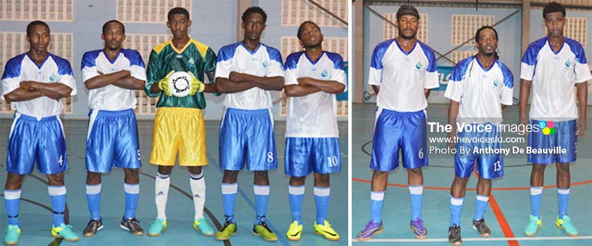 Image: (L-R) WASCO goal scorers against Saint Lucia Fire Service: Lambert Samuel (1), Ian Sylvester (1) and Richard Annius (2). (PHOTO: Anthony De Beauville)