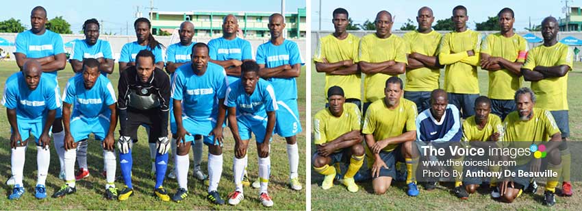 Image: (L-R)Gros Islet and LabowiConnextions played to a 1-1 draw. (PHOTO: Anthony De Beauville)
