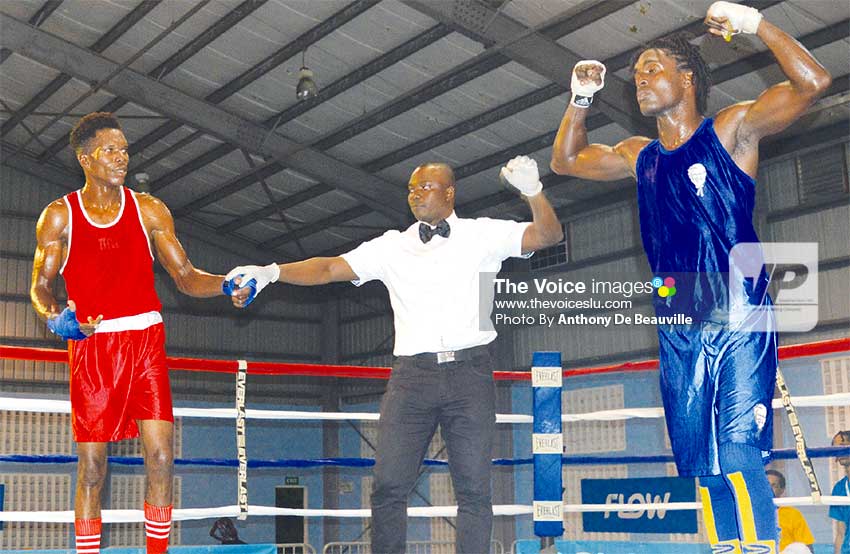 Image: Lyndell Marcellin muscles his way to another impressive victory; Marcellin defeated Barbados Kiomel Miller in a Referee Stopped Contest in round 2. (PHOTO: Anthony De Beauville)